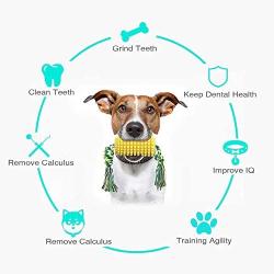 LSKJ Dog Toothbrush Chew Toys, Cleaning Puppy Dental Care Brushing Stick, Dog Toy Corn Molar Stick Bite-Resistant Toothbrush Dog Toy with Rope