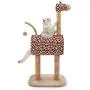 Furrytail Cute Activity Cat Tree Condo with Scratching Post and Teasing Toy, 41-Inch Cat Tower Kitten Play Tunnel House Furniture