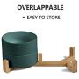 Ceramics Dog and Cat Bowl with Wood Stand Non-Slipped Bottom Food Water Feeder for Cats &Small Dogs