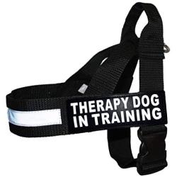 Therapy Dog in Training Nylon Harness No Pull Guide Assistance Comes with 2 Reflective Therapy Dog in Training Removable Reflective Patches. Please Measure Your Dog Before Ordering.