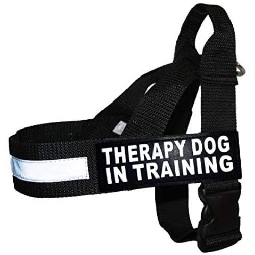 Therapy Dog in Training Nylon Harness No Pull Guide Assistance Comes with 2 Reflective Therapy Dog in Training Removable Reflective Patches. Please Measure Your Dog Before Ordering.