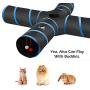 Pawaboo Cat Toys, Cat Tunnel Tube 4 Way Tunnels Extensible Collapsible Cat Play Tent Interactive Toy Maze Cat House with Balls and Bells for Cat Kitten Kitty Rabbit Small Animal, Black & Light Blue