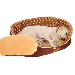 ZXWCYJ Oval Round Shape Dog Beds, Cuddler Bolster Pet Bed, with Non-Slip Bottom Cozy, Removable Cushion, Soft and Comforting, for Cats Or Dogs,Camel,XL