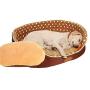 ZXWCYJ Oval Round Shape Dog Beds, Cuddler Bolster Pet Bed, with Non-Slip Bottom Cozy, Removable Cushion, Soft and Comforting, for Cats Or Dogs,Camel,XL