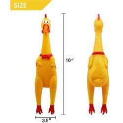 Novelty Place [Extra Load] Squawking Chicken Dog Toys - Large 16” - Yellow Rubber Squeeze Squeaky and Screaming Chicken for Pets or Kids