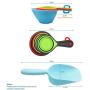 Roundler Pet Food Scoop Set, 4 Sizes Plastic Measuring Cups & 4 Sizes Collapsible Silicone Pet Measuring Scoops for Dog Cat Bird Guinea Pig Ferret and Other Small Animals Dry Food Water