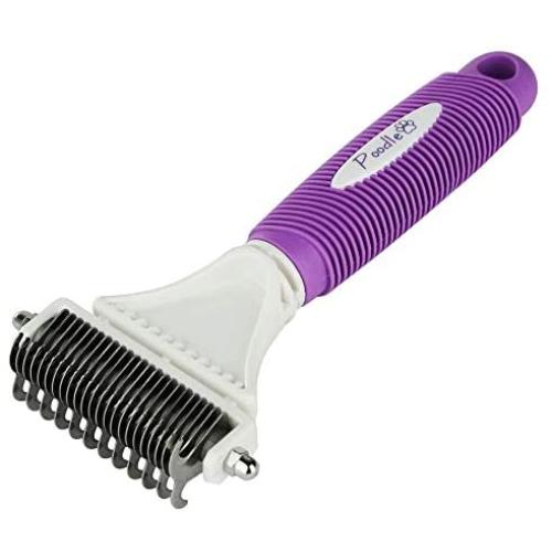 Poodle Pet Dematting Comb for Dogs – Handheld Undercoat Dematter Rake Grooming Tool for Long or Short Hair