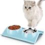 GRANDSEA Double Dog Bowls with Stand, 11 oz Stainless Steel Cat Dish, Dual Use Pet Food and Water Feeder for Small Dogs and Cats GRANDSEA Double Dog Bowls with Stand, 11 oz Stainless Steel Cat Dish, Dual Use Pet Food and Water Feeder for Small Dogs and Cats