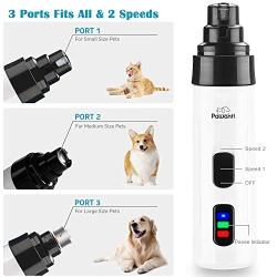 Pawanti Dog Nail Grinder Kit Electric Pet Nail Trimmer Set 2 Speeds Rechargeable Cat Paw Clippers Portable Painless Paws Grooming Smoothing for Small Medium Pets Dogs Cats