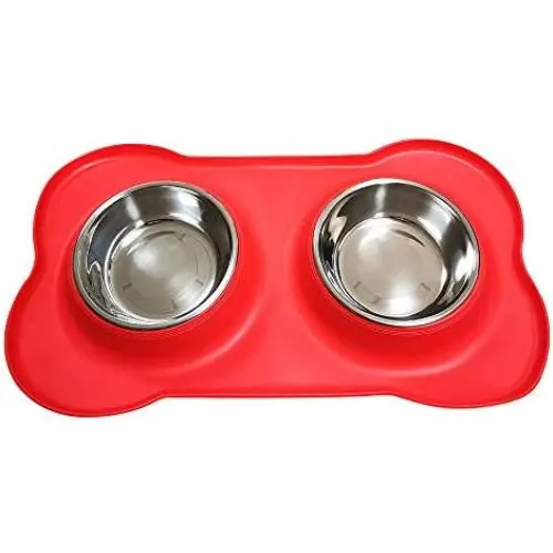 YinQin Bone Shape Dog Bowls Stainless Steel Dog Bowl with No Spill Non-Skid Silicone Mat Pet Bowls Set of 2 for Food and Water Feeder Bowls for Small Dogs Feeder Bowl for Pets, Cats YinQin Bone Shape Dog Bowls Stainless Steel Dog Bowl with No Spill Non-Skid Silicone Mat Pet Bowls Set of 2 for Food and Water Feeder Bowls for Small Dogs Feeder Bowl for Pets, Cats