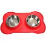YinQin Bone Shape Dog Bowls Stainless Steel Dog Bowl with No Spill Non-Skid Silicone Mat Pet Bowls Set of 2 for Food and Water Feeder Bowls for Small Dogs Feeder Bowl for Pets, Cats