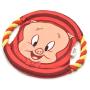 Warner Brothers Looney Tunes Red Porky Pig Dog Frisbee with Rope