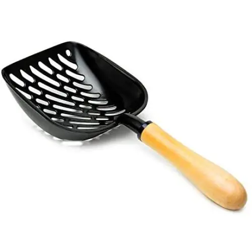 Cat Litter Scoop Large Jumbo Sifter with Deep Shovel Non Stick Plated Solid Oak Wood Handle