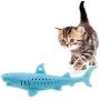 IKAAR Catnip Toys Interactive Cat Toys Catnip Fish Toy Toothbrush, Soft Mint Shark Shaped Cat Chew Toy for Cats Kitten Chew Pet Supplies Pack of 2 (Blue + Pink)