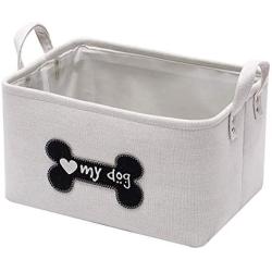 Canvas Durable Dog Storage bin, Dog Toy Basket, Storage Bins for Dog Toys - Perfect for organizing pet Toys, Blankets, leashes, Bones and Treats