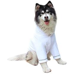 Dog Bathrobe, Microfiber Fast Drying Absorbent Hooded Bath Towel White for Puppy Small Medium Large Dog Cat