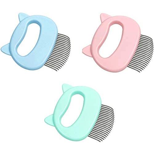 ChezAbbey Pet Ear Shell Type Cat Hair Self Cleaning Grooming Comb Dog Sensitive Skin Removes Dander Dirt and Detangles Brush for Dogs Cats Puppy Shepherd 3 PCS