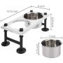 MyGift Vintage White Wood & Industrial Metal Elevated Double Pet Feeder Stand with 2 Stainless Steel Bowls