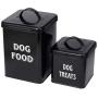 Pethiy Dog Food and Treats Containers Set with Scoop for Dogs-Vintage White Powder-Coated Carbon Steel - Tight Fitting Lids - Storage Canister Tins Small