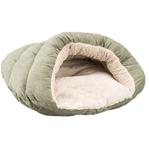 Sleep Zone Faux Suede Cuddle Cave Dog Bed - Fabric Bottom - 22X17 Inches / Sage / Attractive, Durable, Comfortable, Washable. By Ethical Pets