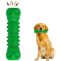 Eurigo Dog Squeaky Toys Almost Indestructible Tough Durable Dog Toys Dog Chew Green Toys Large Medium Dogs Aggressive Chewers Stick Toys Chew Toys,Milk Flavor Non-Toxic Natural Rubber Skulls Dog Toys