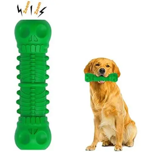 Eurigo Dog Squeaky Toys Almost Indestructible Tough Durable Dog Toys Dog Chew Green Toys Large Medium Dogs Aggressive Chewers Stick Toys Chew Toys,Milk Flavor Non-Toxic Natural Rubber Skulls Dog Toys