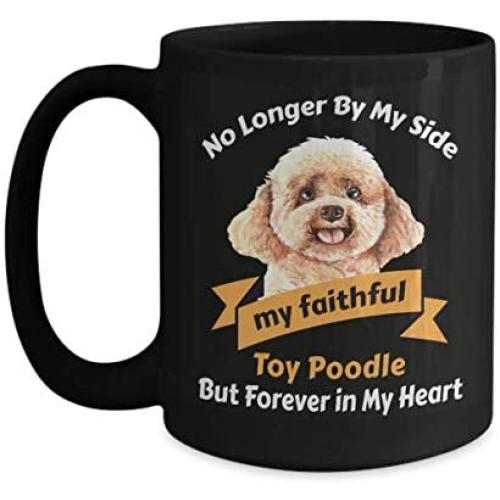Toy Poodle Dog Memorial Black Mug Gift Pet Loss Bereavement No Longer By My Side Dog Remembrance Ceramic Cup