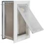 Endura Flap Wall Pet Door Energy Efficient Single Flap Dog Door Small Medium Large XL Safe Doggie and Cat Door in Black, Tan, White Aluminum Frame for Exterior Wall Doggy Door. Well Built w/Cover