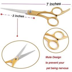 Dog Grooming Scissors Kit, 3 in 1 Cat Dog Grooming Clippers Set, Sharp Durable Stainless Steel Safety Dog Grooming Trimming Shears for Long & Short Haired Dogs Cats and Other Fur Pets