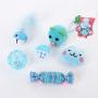 ocijf179 Pet Cat Toys Set Pet Supplies Cats Mouse Ball Candy Plush Toys Filled Christmas Xmas Gifts Set - Blue