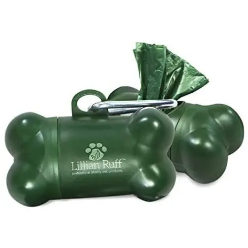 Lillian Ruff Dog Waste Bag Dispenser with Leash Clip Disposable Bag Holder for Pet Waste - 15 Leak Proof Unscented Poop Bags Included-3 Pc Pack Green Lillian Ruff Dog Waste Bag Dispenser with Leash Clip Disposable Bag Holder for Pet Waste - 15 Leak Proof Unscented Poop Bags Included-3 Pc Pack Green