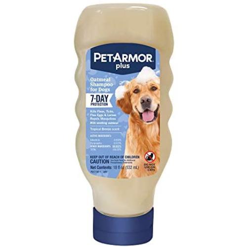 PetArmor Plus Flea & Tick Protection Oatmeal Shampoo for Dogs, 18oz
