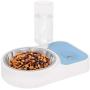 SIOMK Double Dog Cat Bowls, 2 in 1 Premium Pets Water and Food Bowl Set, Automatic Water Dispenser, Detachable Stainless Steel Bowl, Automatic Cat Feeder, Pet Food Water Bowls for Cats and Small Dog