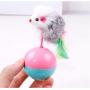 Mice Toy Funny Cat Supplies for Cats Kitten Long Feather False Mouse Tumbler 2 Pieces Plastic Toys Balls Pet Rustle Activity Toy Product for Cats Color Random