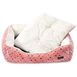 Amazon Basics Cuddler Bolster Pet Bed, Pink Polka Dots