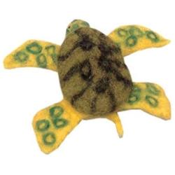 Le Sharma Eco-Turtle Mini 4'', Made from Felted Wool, Sturdy and Stuffing-Free, Multi-Color, Cat Toy