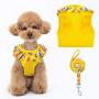 BINGPET Cat Harness and Puppy Harness with Leash Set - Soft Mesh Yellow Dog Vest Harness with Sunflower Pattern, for Small Dogs Cats