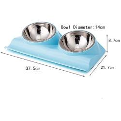 Vealind Double Pet Dog Bowl with Raised Stand, 15 Degree Tilted Non Slip Cat Food and Water Feeding Bowls