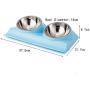 Vealind Double Pet Dog Bowl with Raised Stand, 15 Degree Tilted Non Slip Cat Food and Water Feeding Bowls