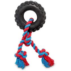Leaps & Bounds Toss & Tug Tire Rope Dog Toy, X-Small