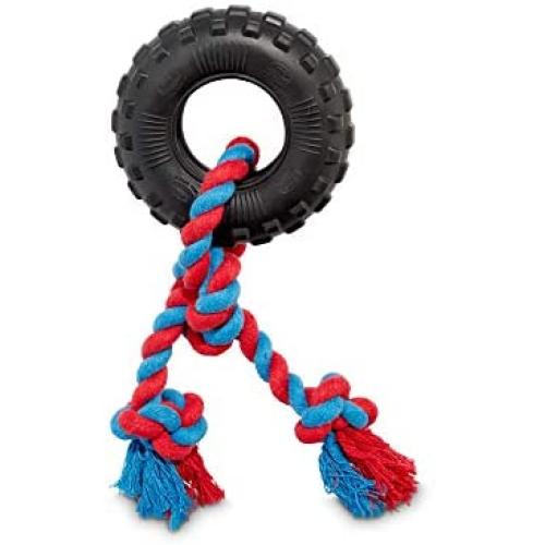 Leaps & Bounds Toss & Tug Tire Rope Dog Toy, X-Small