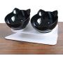 THMY Cat Bowl with Raised Stand, 15°Tilted Platform Cat Feeders Anti-Slip Transparent Cat Food and Water Bowl Detachable Pet Bowl for Cats and Small Dogs, Black