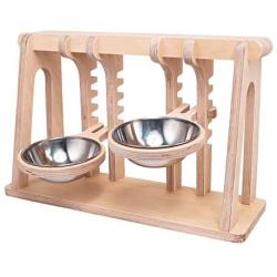 Pet Dog & Cat Bowls Stand, Adjustable Height Feeding Station with Stainless Steel Bowls