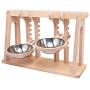 Pet Dog & Cat Bowls Stand, Adjustable Height Feeding Station with Stainless Steel Bowls