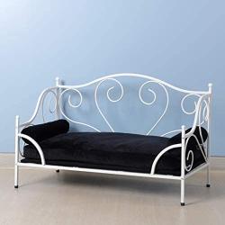 Yoonnie room Pet Bed, Dog Bed with White Metal Frame and Detached Thick Cushion for Small Dog Summer Using