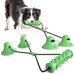 CHZHENG Dog Chew Toothbrush, Double Sucker Pull Rope Dog Toy Dog Teeth Cleaning Massager for Puppy Small Large Dog Teeth Cleaning/Chewing/Playing/Treat Dispensing