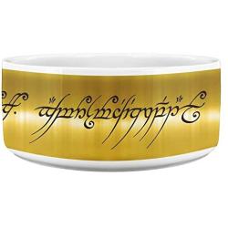 Awesome eMERCHency Lord of The Ring Dog Bowl The One Ring LOTR White Ceramic 7'' x 3'' Dog Bowl