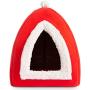 Hollypet Self-Warming 2 in 1 Foldable Comfortable Triangle Cat Bed Tent House, Red Hat