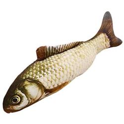 ocijf179 Cats Toy Pet Cats Artificial Plush Fish Shaped Catnip Dental Teeth Care Clean Chewing Toy - M Grass Carp