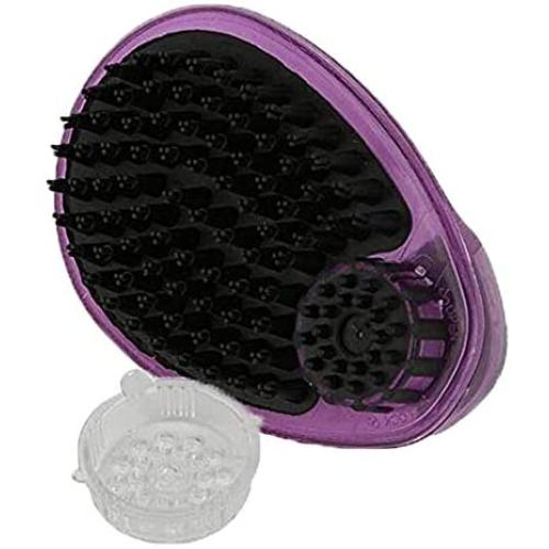 Poodle Pet Pet Brush Dog Soap and Shampoo Dispenser for Daily Grooming | Rinses Coat While Removing Lint and Shed Hair |for Short or Medium Hair | Soft Rubber Bristles Gentle on Skin | Purple